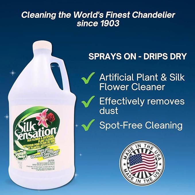 Sparkle Plenty Silk Sensation Artificial Flower & Leaf Cleaner & Shine, Fake Flower Dusting Spray, Silk Plant Cleaner Spray No Wipe, Drip Dry Cleaning Supplies for Artificial Tree (1 Gallon, 2 Pack)