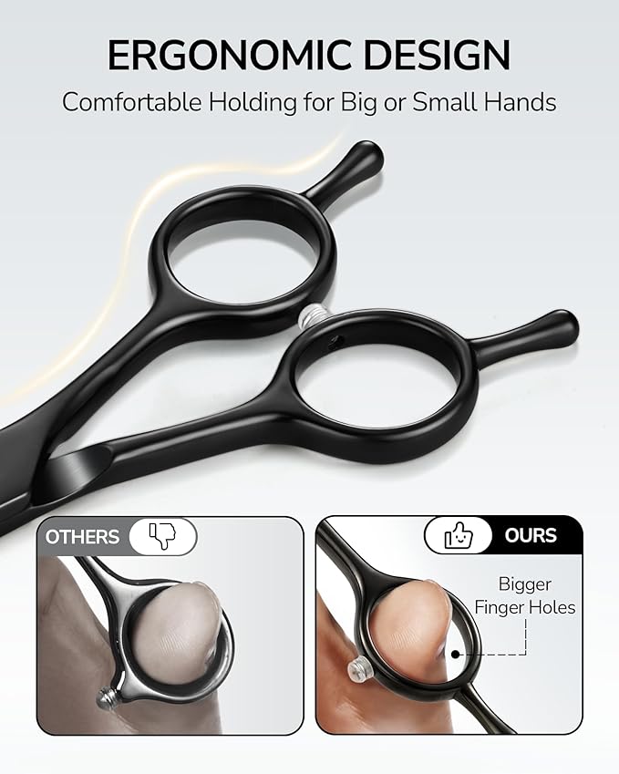 ULG Hair Cutting Scissors Professional Salon Shears 6.5-Inch Ultra Sharp Barber Scissors with Haircut Comb, Left/Right Symmetrical, Stainless Steel Haircut Scissors for Men, Women, Salon & Home Use