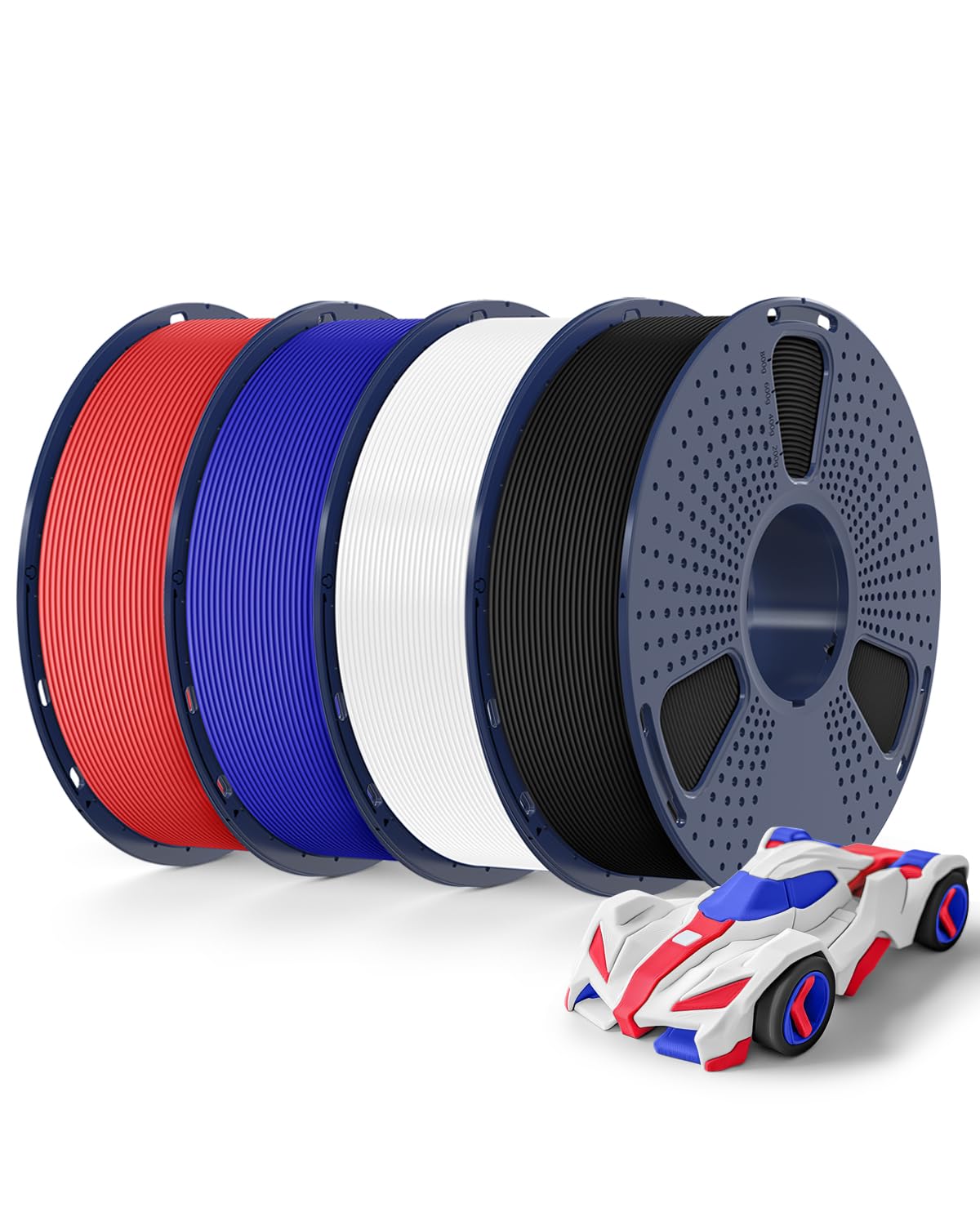 SUNLU High Speed PETG Filament 1.75mm 4KG Bundle, 3D Printer Filament 4kg, 1kg per Spool, Pack of 4, 4 Colors, Black+White+Blue+