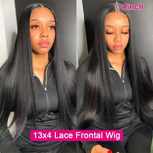 SIFULAN 13x4 Straight Lace Front Wigs Human Hair 22 Inch HD Transparent Lace Frontal Wigs Human Hair Pre Plucked 180% Density Glueless Human Wig for Women Natural Color