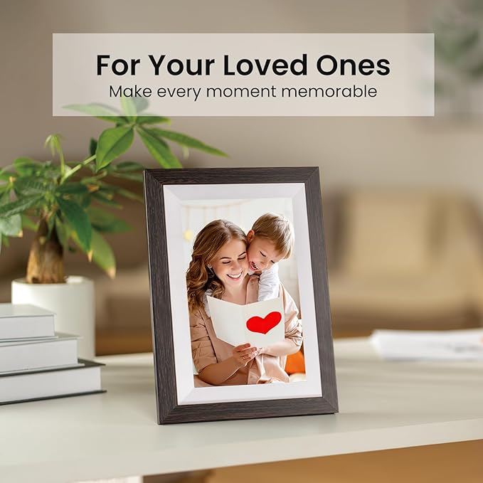 32GB Frameo Digital Picture Frame, 10.1 Inch WiFi Digital Photo Frame, 1280x800 IPS Touch Screen, Send Photos/Videos via Free App from Anywhere(Brown)