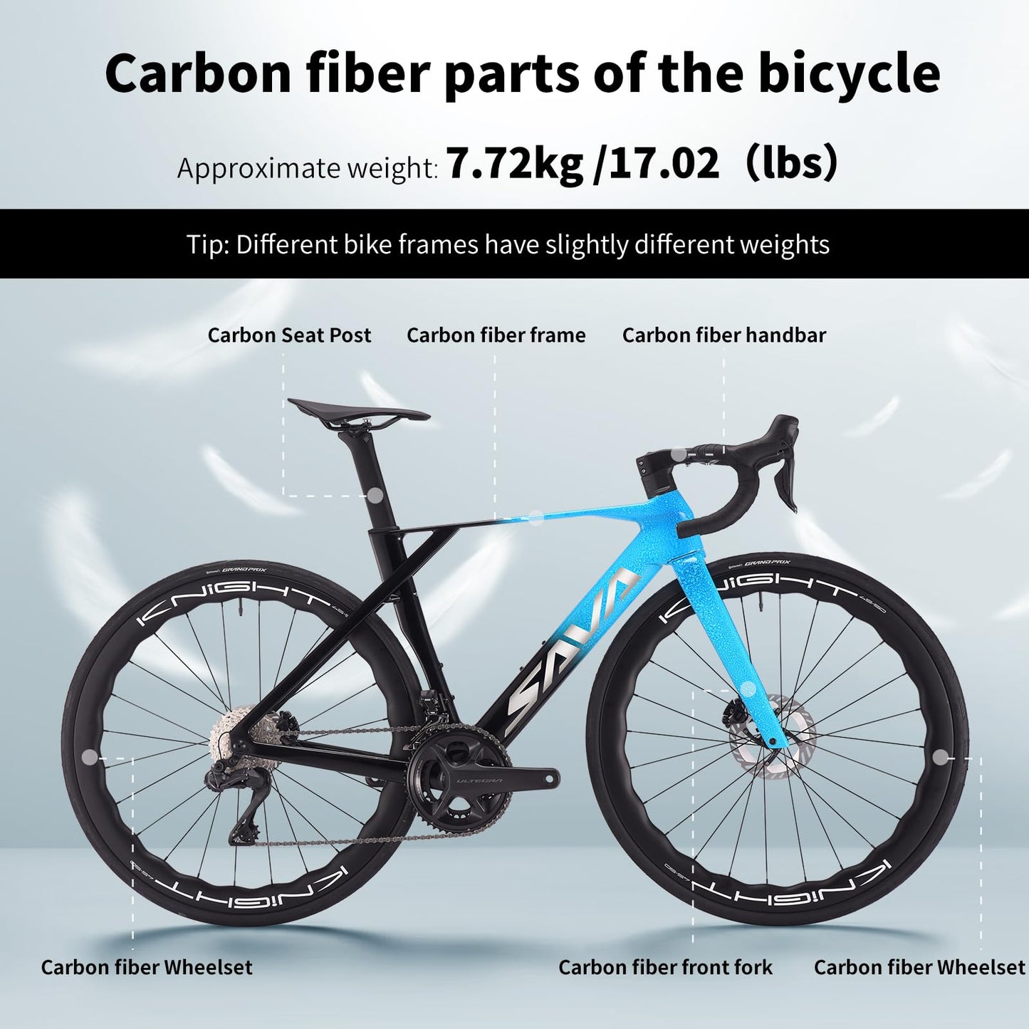 SAVADECK SLR8-Ultegra Full Carbon Road Bike with Shimano 105 R8170 24S Set for Adults, (Wave Pattern(W45), Blue, 45cm)