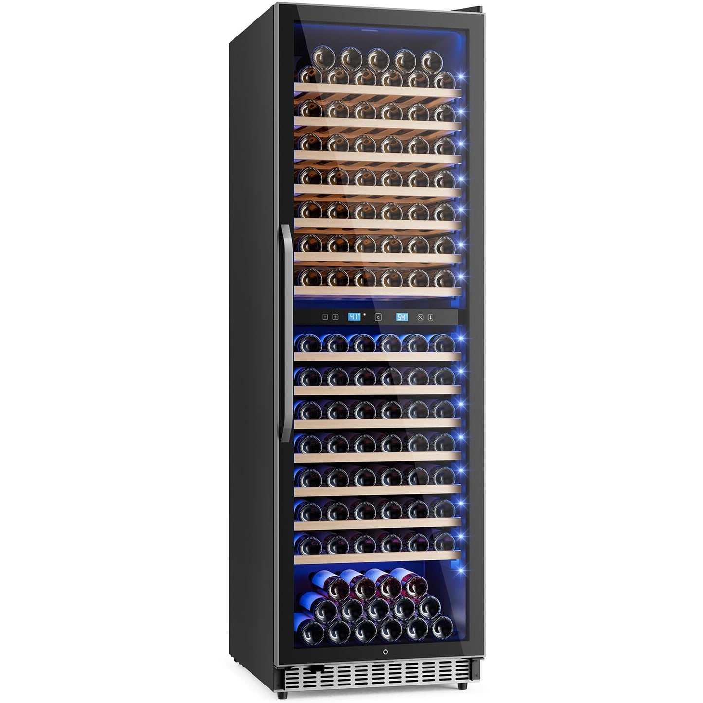 176 Bottle Dual Zone Wine Fridge 24 Inch Large Capacity, Built-in & Freestanding Wine Cooler Refrigerator, Upgraded Compressor Temperature Memory, Quiet Sliding Rail Shelves Professional Wine Cellar