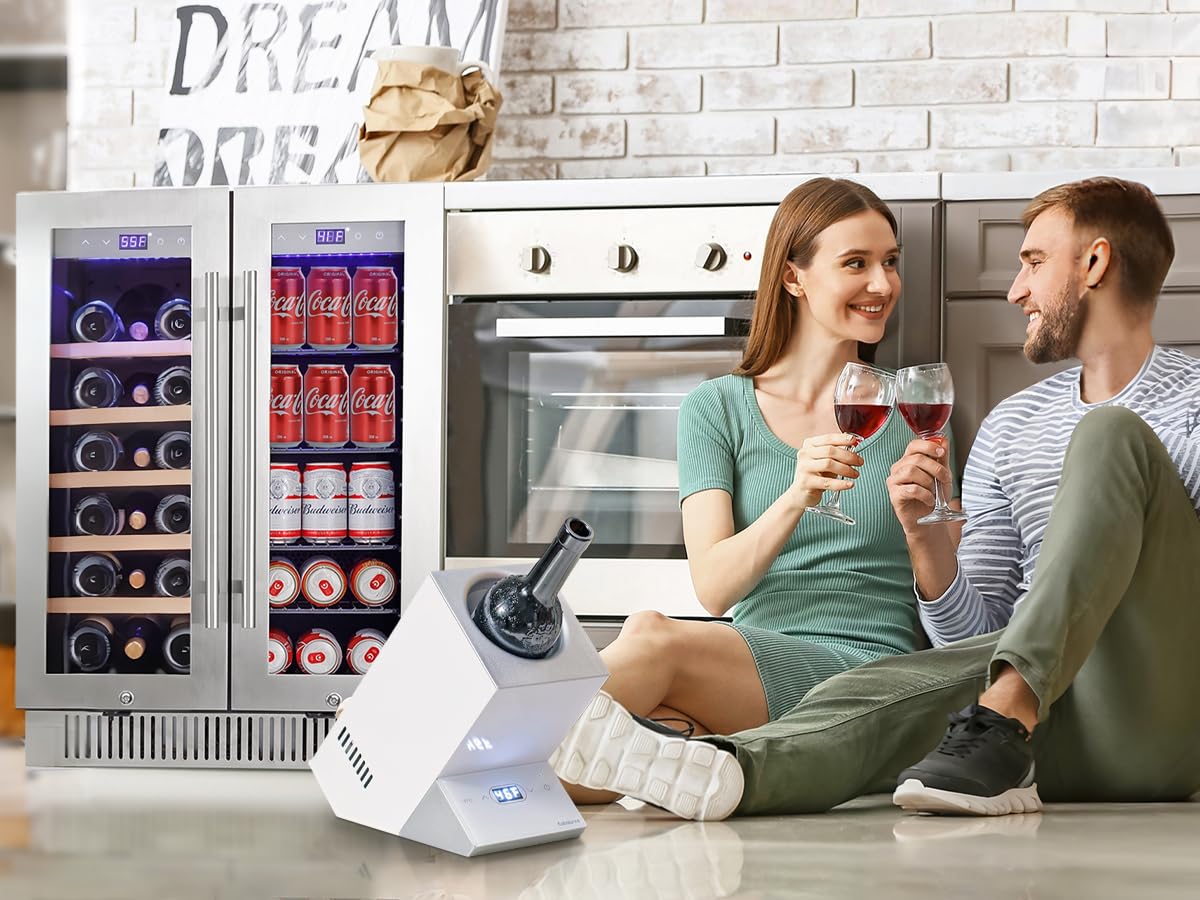 Cobalance 24 Inch Dual Zone Wine and Beverage Refrigerator-72 Cans and 20 Bottles Cooler, & Single Bottle Wine Chiller,Built-in or Freestanding Fridge for Beer, Soda, Drinks, Home,