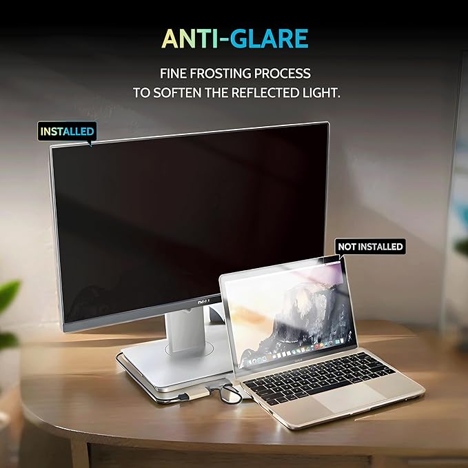 [2 Pack] 18.5 Inch Privacy Screen for Computer Monitor 16:9 Aspect Ratio, Eye Protection Anti Blue Light Glare Shield, 18.5inch Removable Black Blackout Anti Spy Desktop Security Private Filter