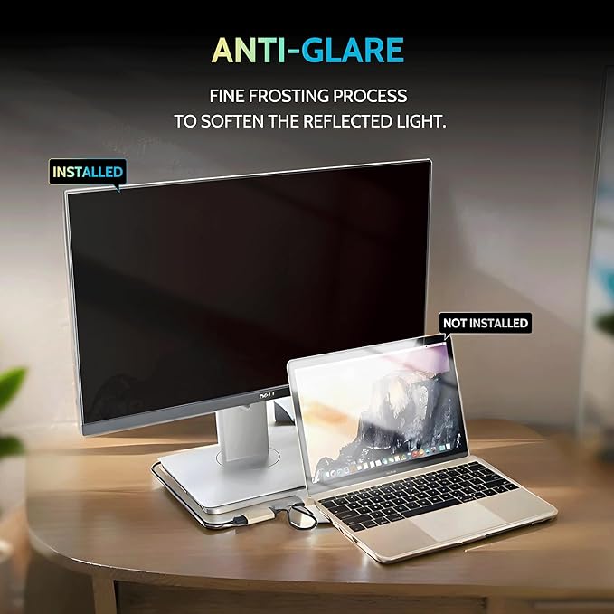 [2-Pack] 21.5 Inch Privacy Screen for Computer Monitor 16:9 Aspect Ratio, Eye Protection Anti Blue Light Glare Shield, 21.5inch Removable Black Blackout Anti Spy Desktop Security Private Filter