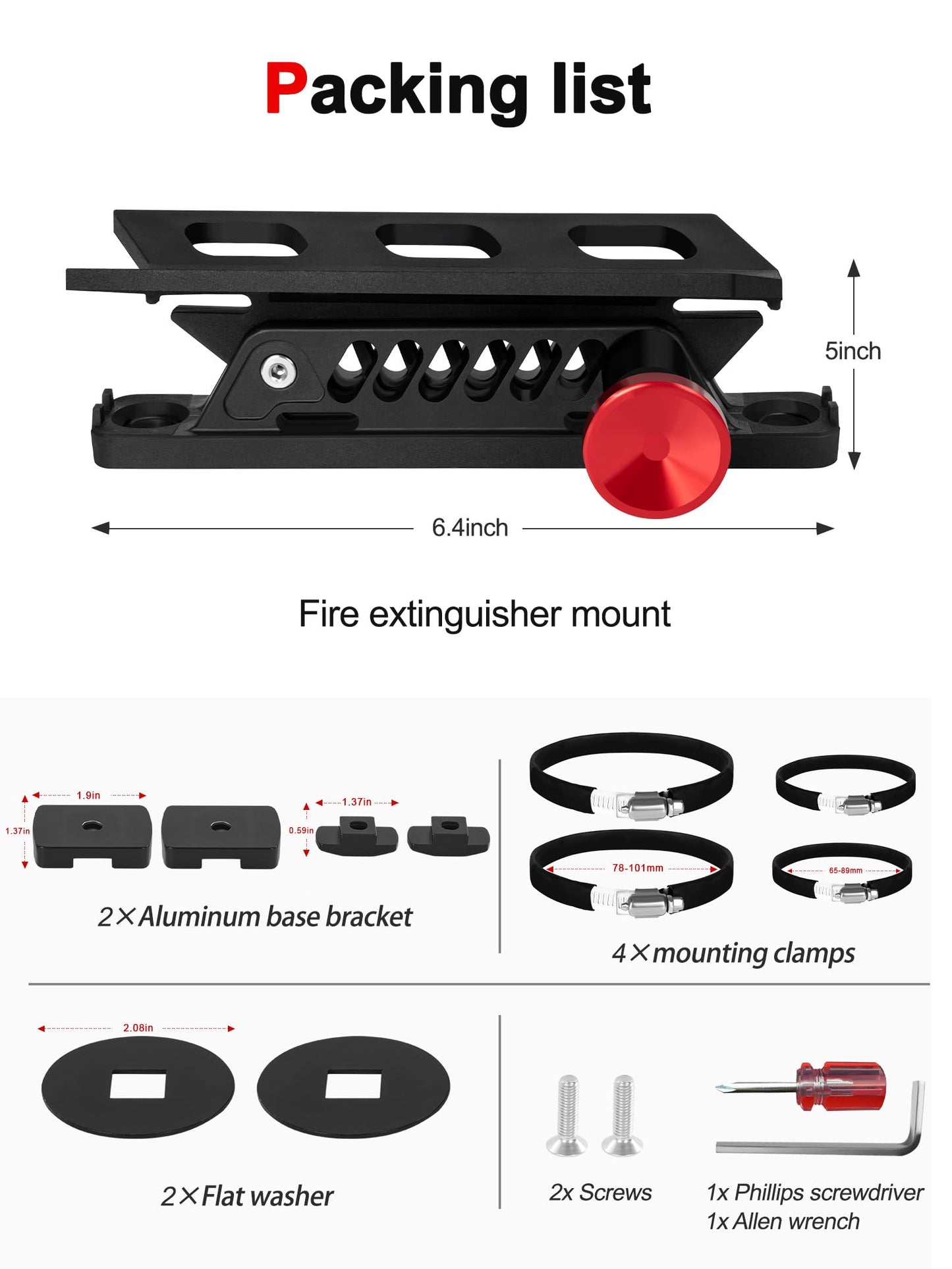 ZIDIYORUO MOLLE Panel Fire Extinguisher Mount Kit Fits 1"-2" Rigid MOLLE Panel Holes, Quick Release Car Fire Extinguisher Mount Holder with 4 Clamps for Vehicles MOLLE Panle Accessories