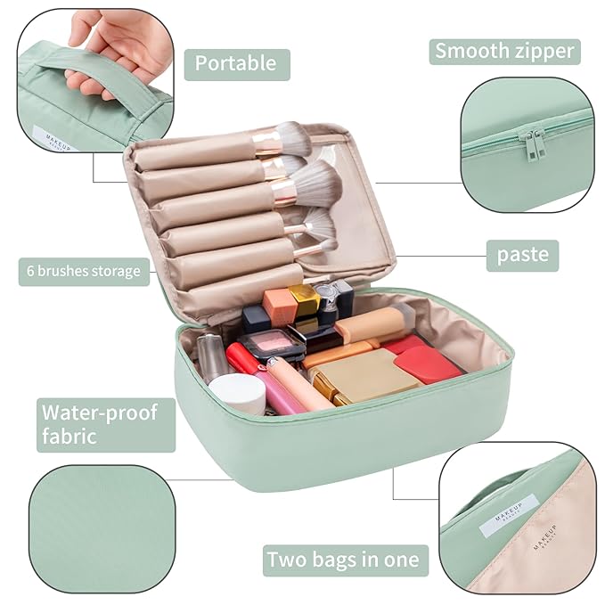 Travel Makeup Bag Cosmetic Bag Makeup Bag Toiletry bag for women and men (Green-3pcs)