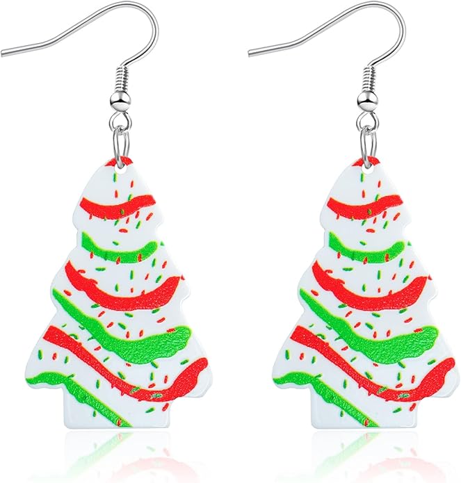 Mintolex Christmas Tree Earrings for Women Acrylic Xmas Drop Dangle Earrings Cute Christmas Holiday Party Costume Jewelry ...