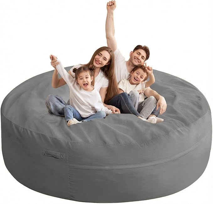 HABUTWAY XX-Large Bean Bag Chair: Giant 7' Memory Foam Furniture Bean Bag Chairs for Adults with Microfiber Cover 7Ft (Grey)