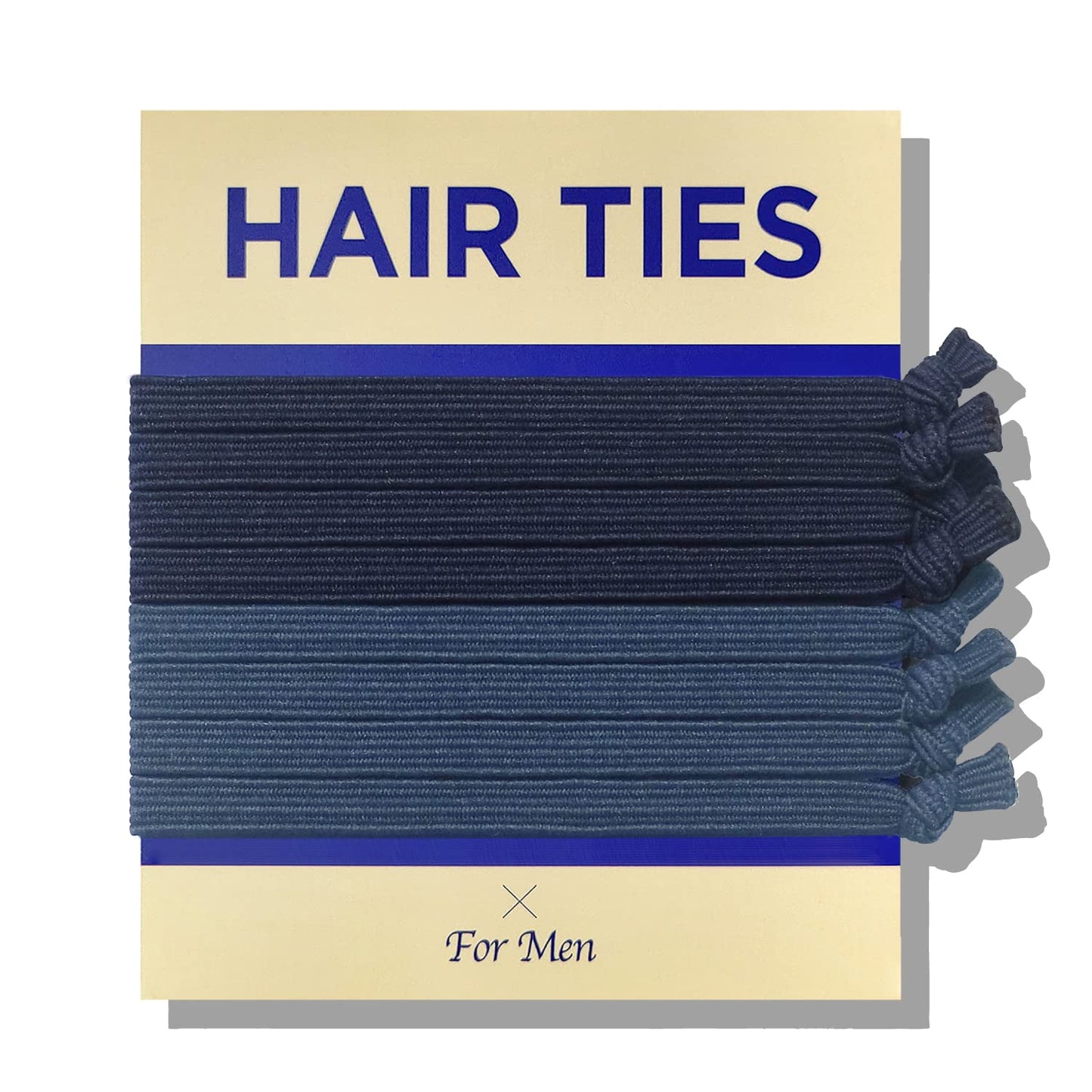 HAVHAF Knotted Men's Hair Ties - 8pcs (Thin, Denim) - No Damage Crease Breakage Bun Hair Tie For Men with Long, Curly, Thick Hai