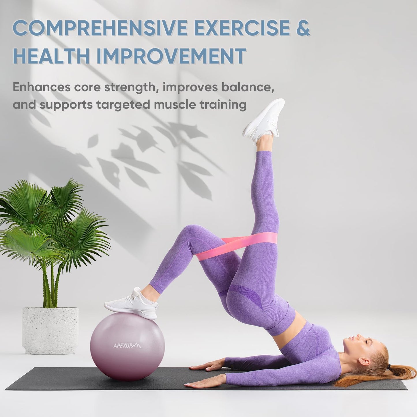 APEXUP Yoga Ball Exercise Ball, Heavy Duty Pilates Ball for Fitness, Balance, Core Workout, Physical Therapy (XXS (9") 23cm, Mauve)