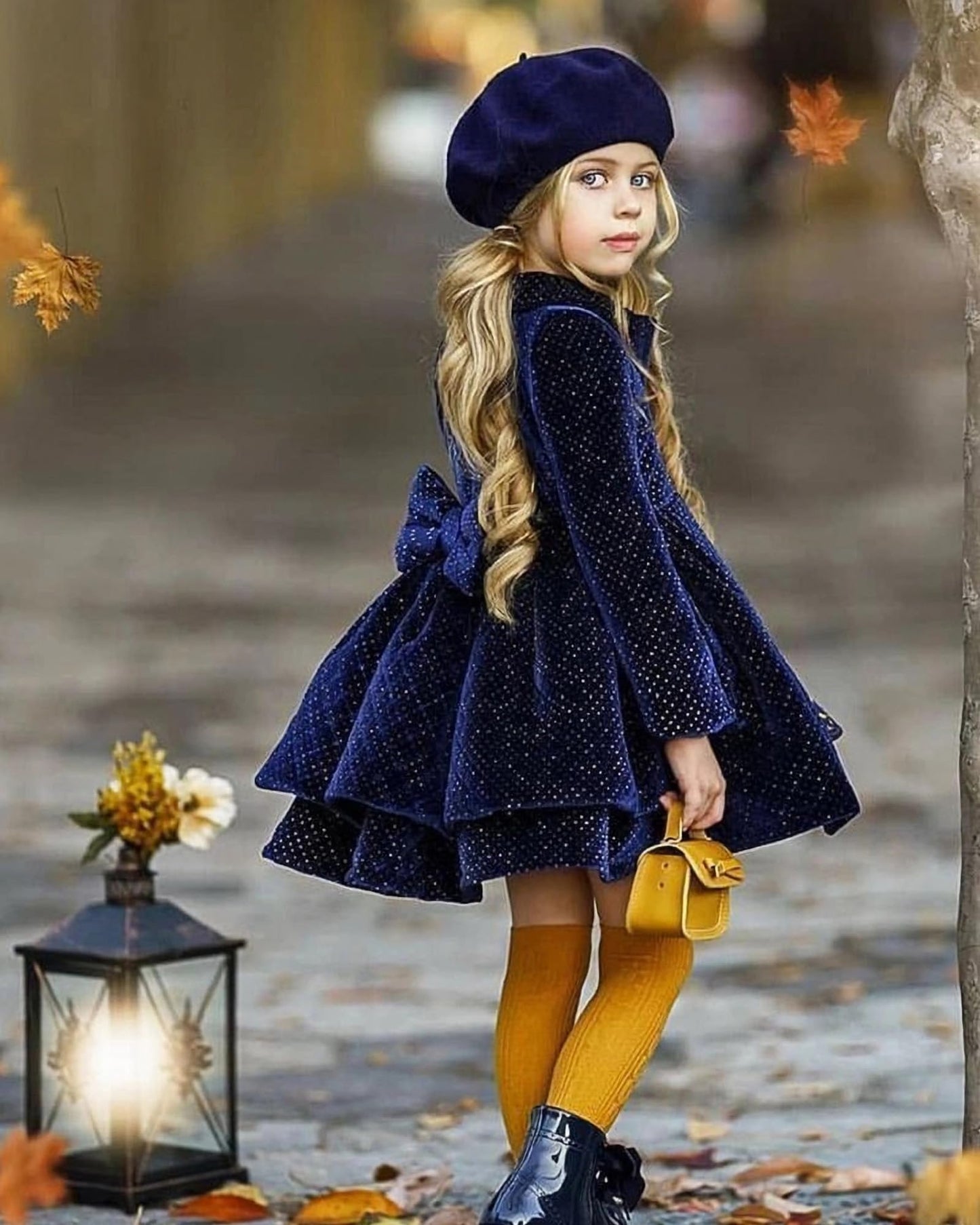 AWAYTR Wool French Beret Hats - Solid Color Artist Beret Hat for Women and Kids (Navy Blue,Kids)