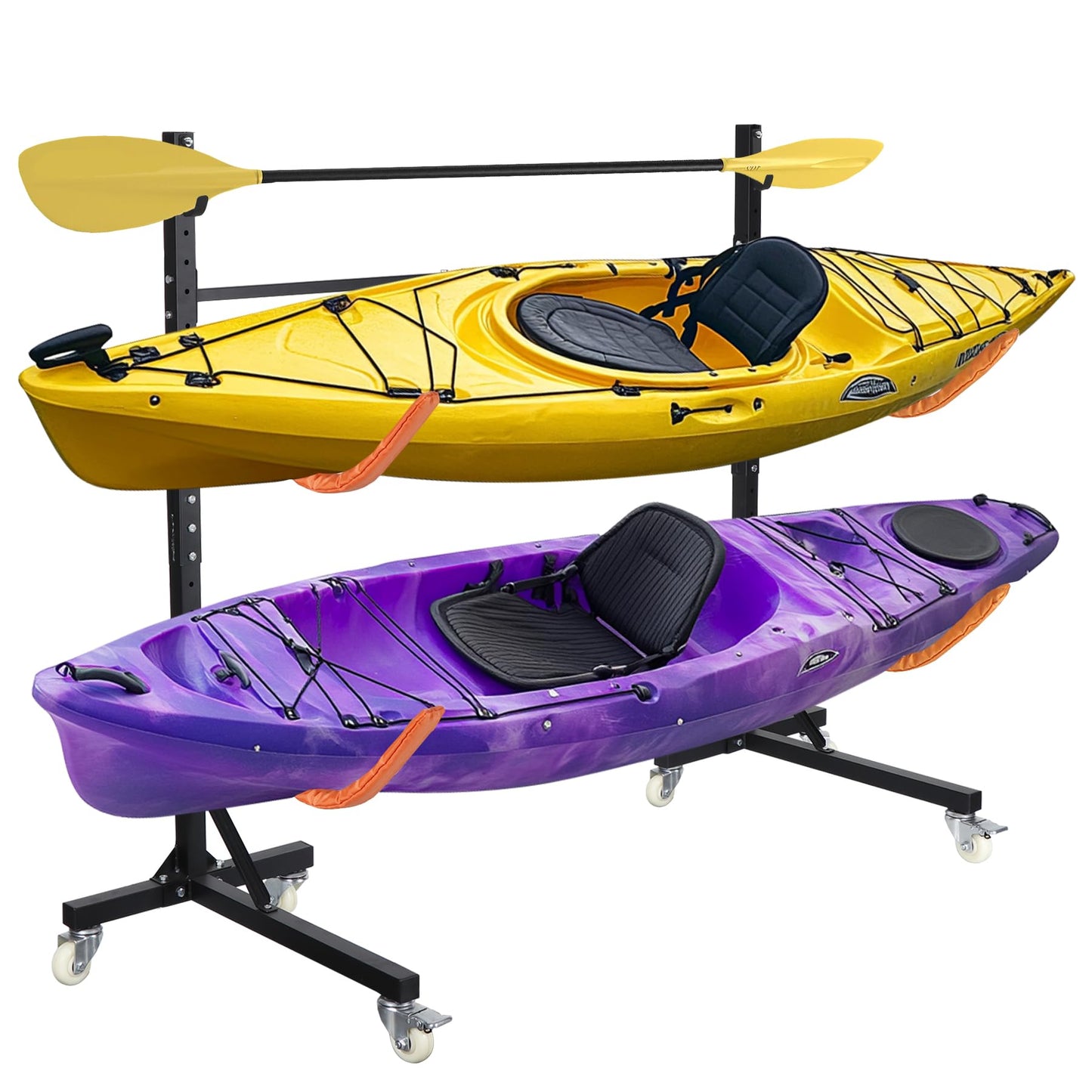 Neorexon Freestanding Kayak Storage Rack, Kayak Racks for Outdoor Storage 2 Kayak, Kayak Stand Heavy Duty Storage for Kayaks, Canoes, SUP and Surfboards