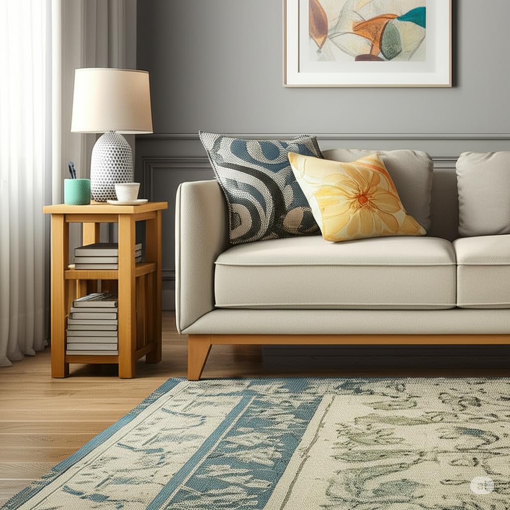 Delex Small Tables for Living Room Side Table with Storage Solid Oak Wood End Table for Sofa Couch and Bed Tea Coffee Table