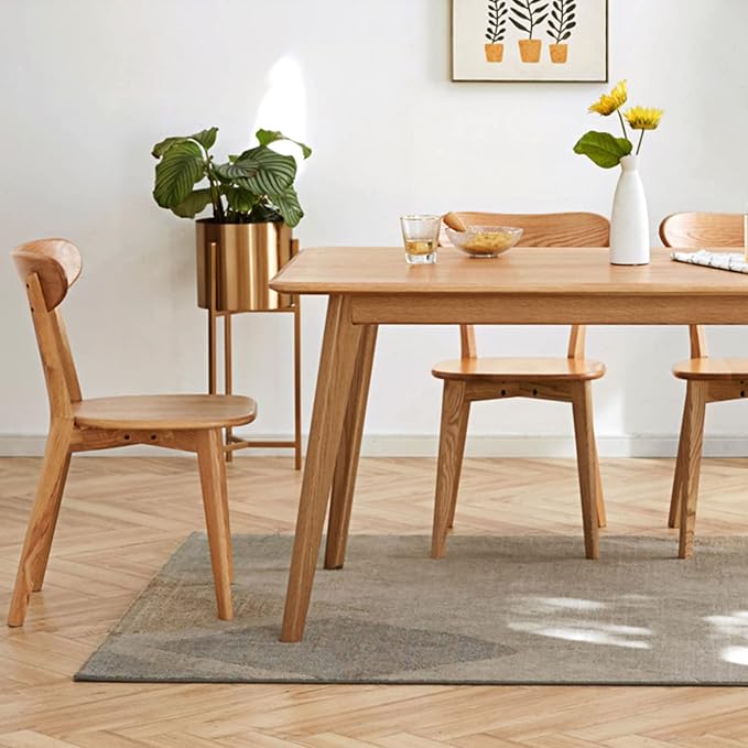Grewood Oak Wood Dining Chairs - Kitchen Chairs Set of 4 with Comfortable Curved Backrest - Wood Chairs for Dining Room,Living Room - Original Wood Color