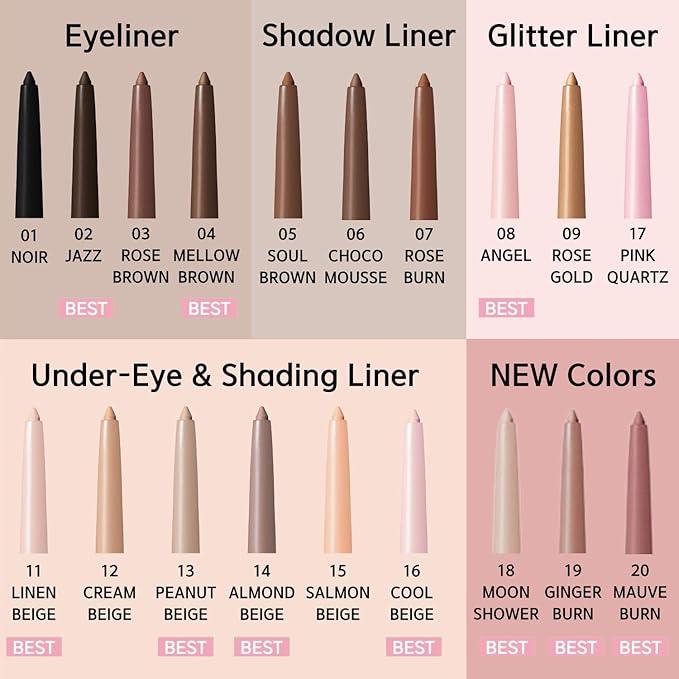 BBIA Last Auto Gel Eyeliner 17 Color – Multi-Use Longwear & Waterproof Mechanical Eye Liner Easy Drawing with Smooth Texture Smudge-Resistant Shadow & Glitter Vegan Korea Eye Makeup (02 JAZZ)