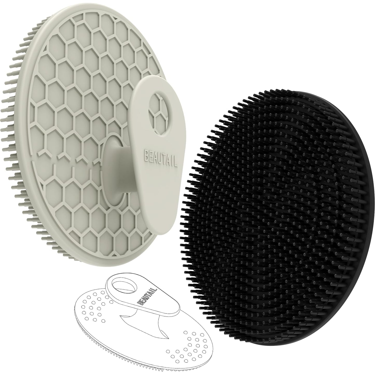 Silicone Body and Face Scrubber Set 3 Pack, BEAUTAIL Shower Bath Scrubber, Gentle Exfoliating Brush for Women Men Sensitive Skin