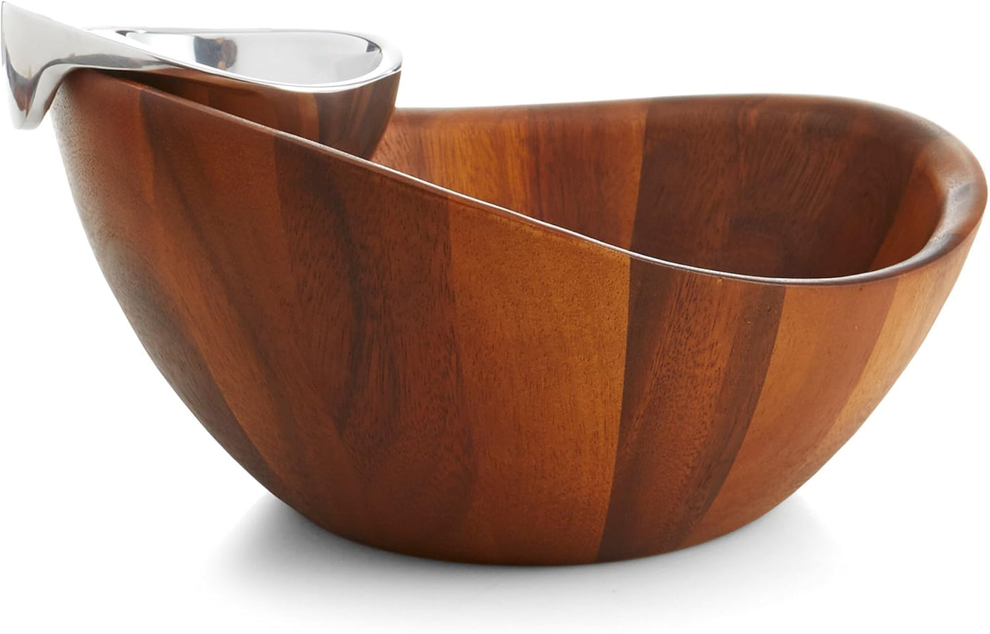 nambe Harmony Chip and Dip Server | Chips and Salsa Serving Dish | Salad Bar Serving Set for A Party | Chilled Dip Serving Bowl | Made of Acacia Wood and Metal Alloy