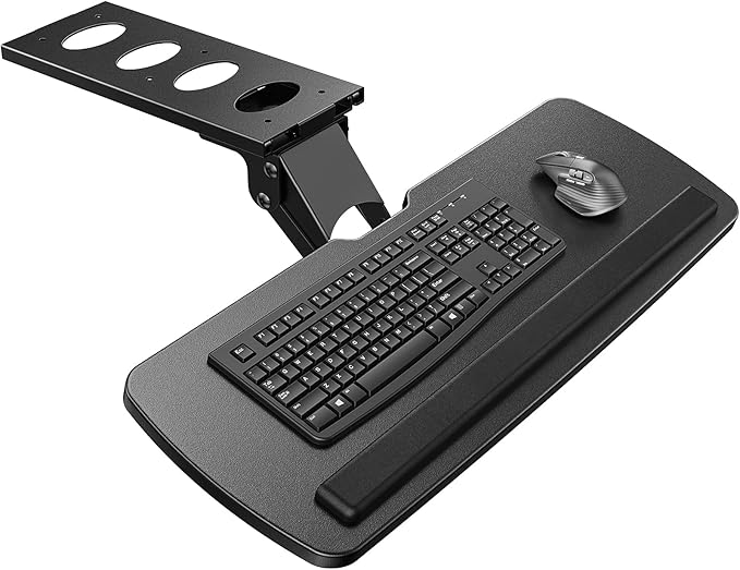 HUANUO Keyboard Tray Under Desk, 360 Adjustable Ergonomic Sliding Keyboard & Mouse Tray, Under Desk Keyboard Tray Slide Ou...