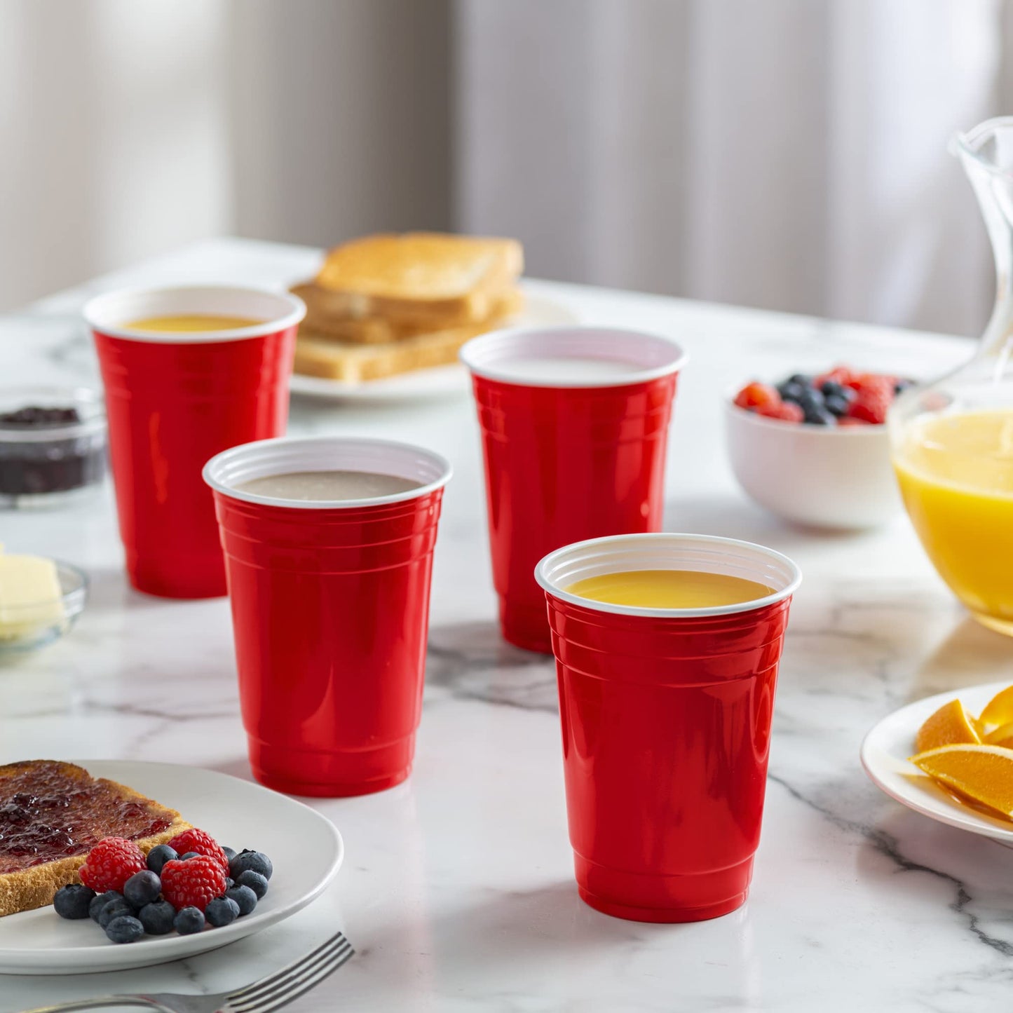 GUSTO [18 oz. - 50 Count] Disposable Plastic Red Cups, Party Drinking Cups for Events and Everyday Use