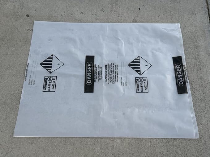 Asbestos Disposal Bags – 33" x 50" Clear Polyethylene, 6 Mil, Made in USA - Sandbaggy (1)