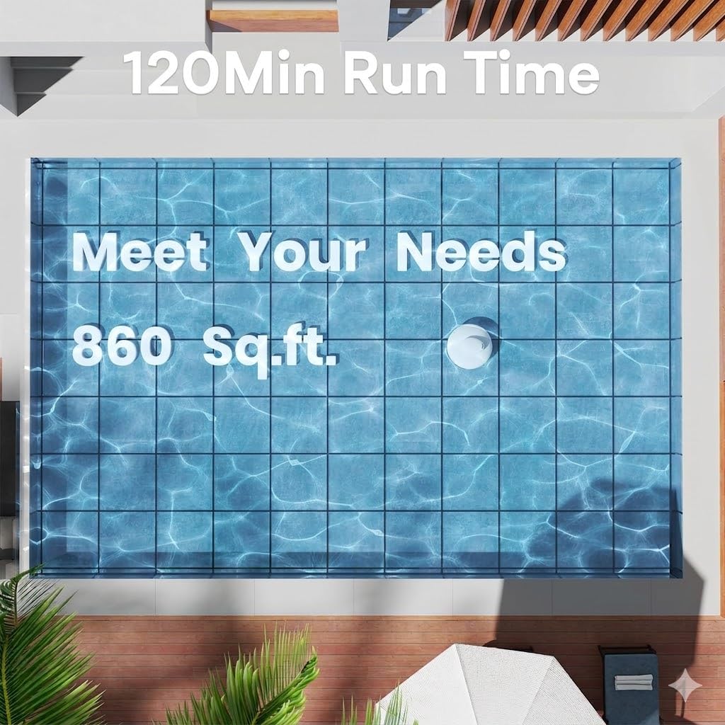 AQUVII K2 Cordless Robotic Pool Cleaner, 120-Min Runtime Pool Vacuum for Above/In-Ground Flat Pools, Strong Suction for Sand & Leaves, Auto-Parking, Covers Up to 860 Sq.ft