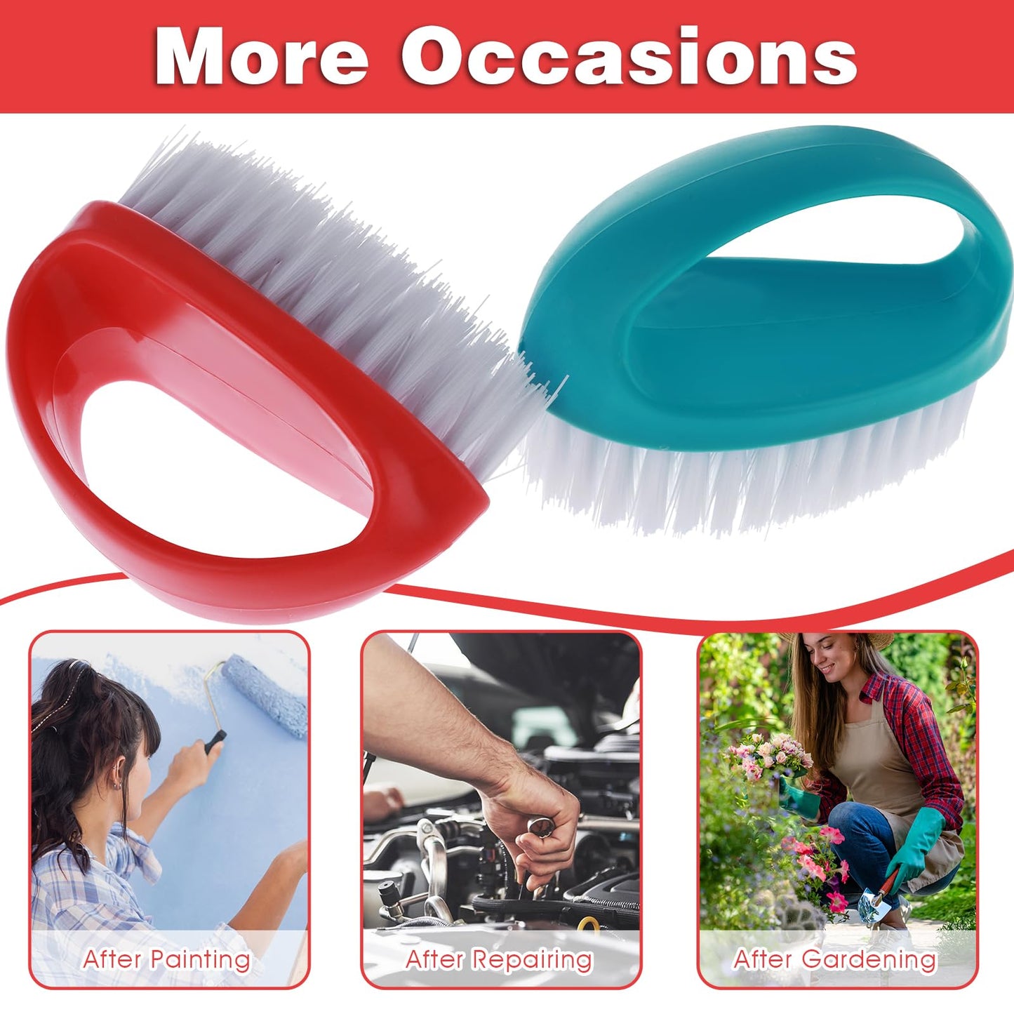 HJZHII 2 Pcs Hand and Nail Brush, Nail Clippers Heavy Duty Scrub Clean Brushes with Nylon Bristles for Cleaning Soft Stiff Finge