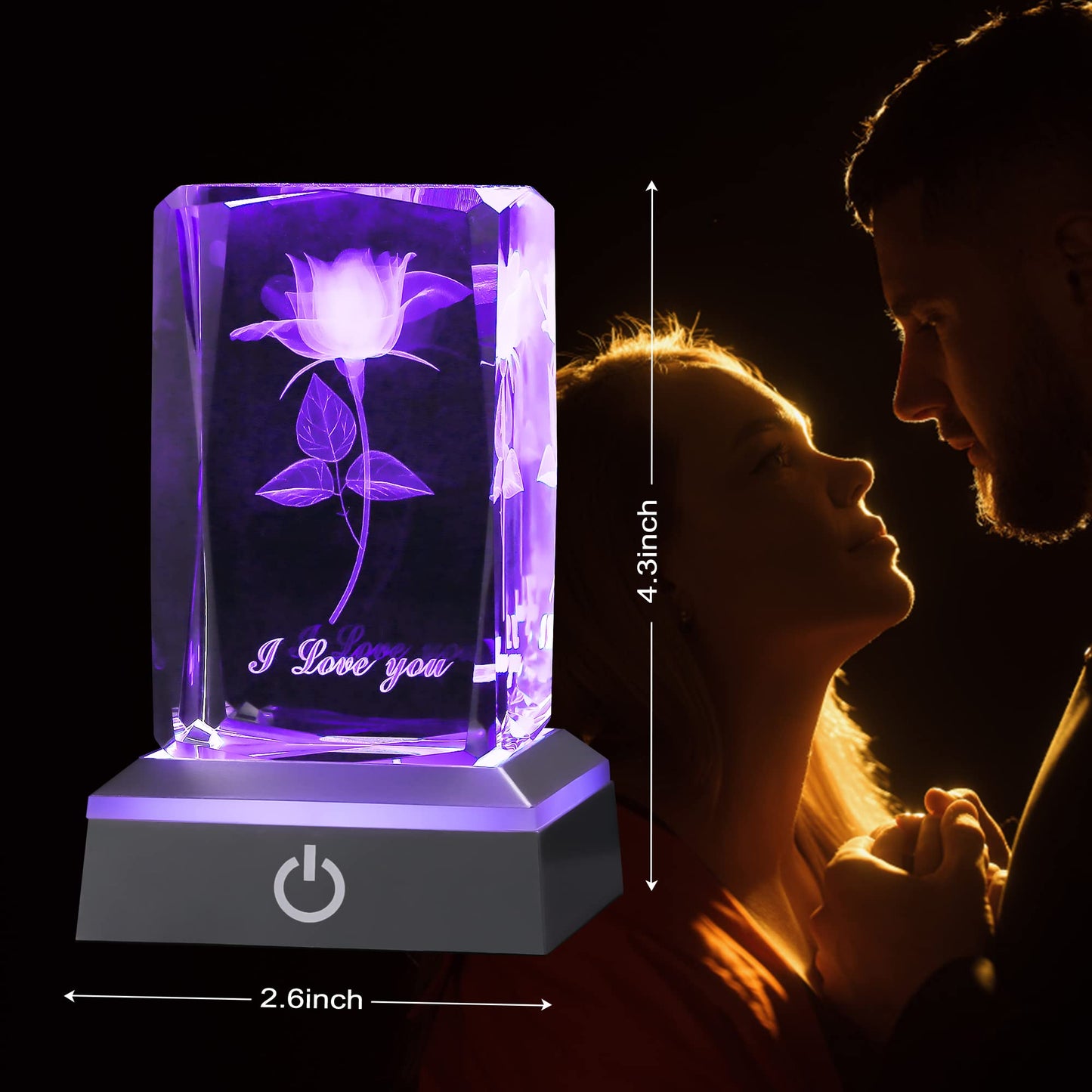 PODOI 3D Rose Crystal Birthday Gifts for Girlfriend, Valentines Day Anniversary Mothers Day Thanksgiving Christmas Gifts for Her Wife Mom Couple, Presents for Woman