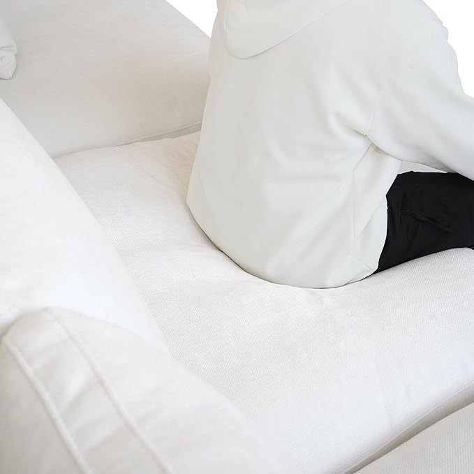 156" Cloud Couch Modular Sectional Sofa with Ottoman,L Shaped Down Couch, Down Filled Convertible Sofa,Cover Washable and Replaceable Couches for Living Room,White