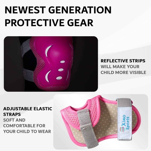 Fuschia Inline Skates (M) + Pink Protective Gear Bundle