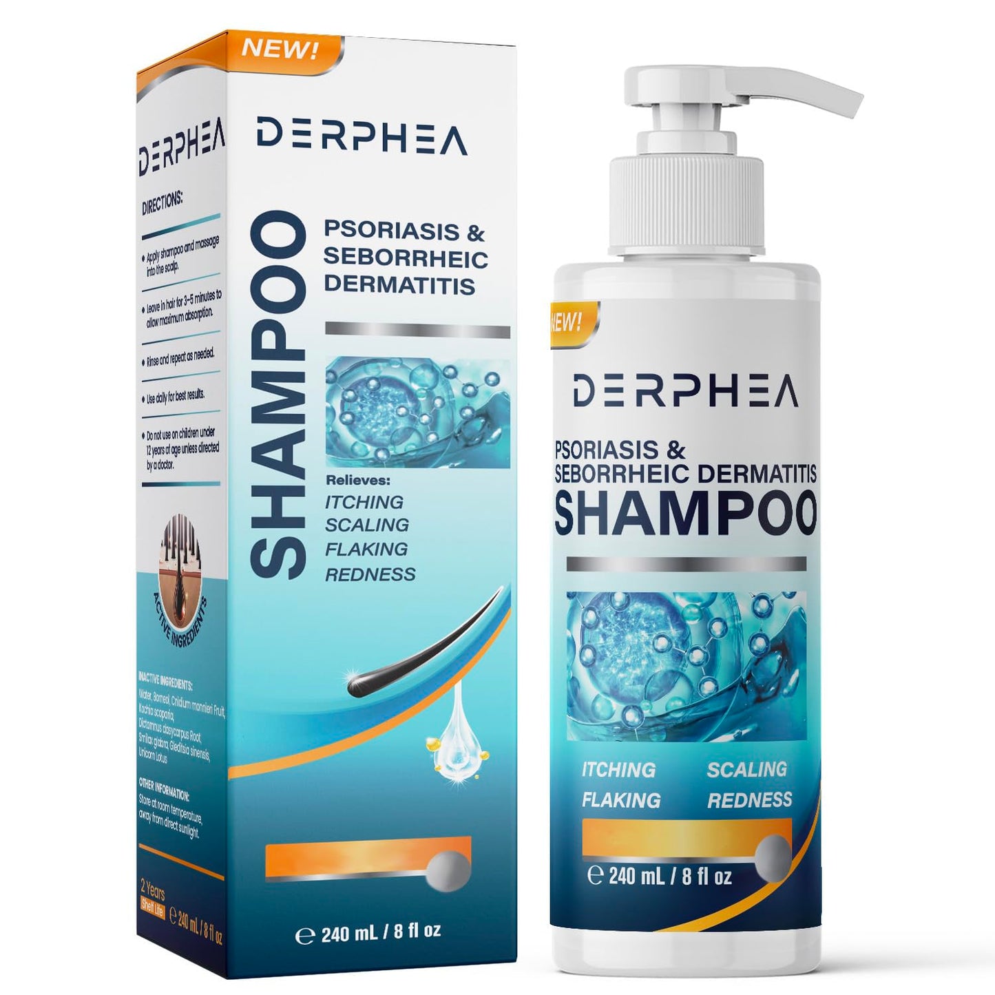 DERPHEA Psoriasis Shampoo: Seborrheic Dermatitis Shampoo, Folliculitis - for Eczema Dandruff Itchy Dry Scalp - Safe Ingredients