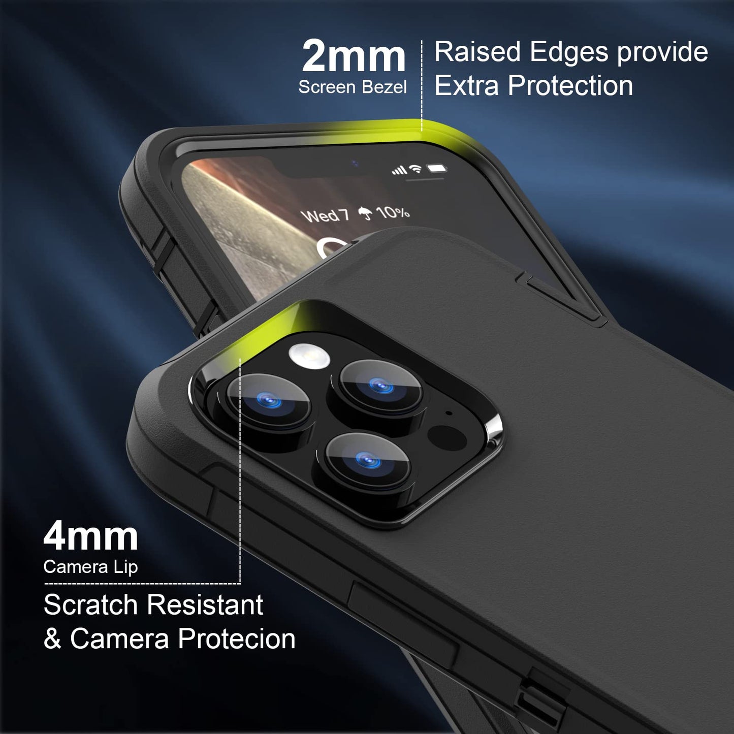 Sansunto Iphone 13 Pro Case Silicone Rubber Cover Black For Iphone 13 Pro | Dual Layer, Full Body Protection Case, For Men & Wom