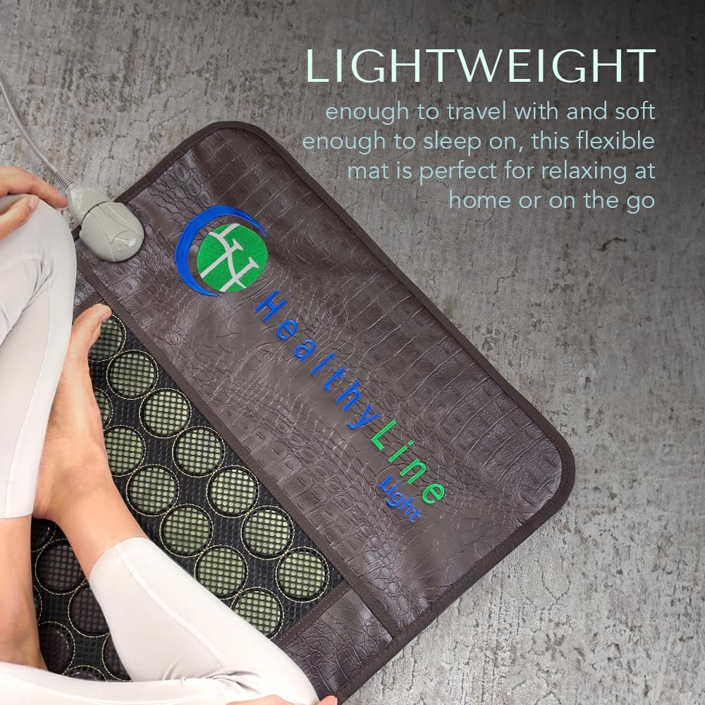 Far Infrared Heating Pad for Back, Neck, Shoulder & Muscle Pain Relief - Weighted Electric Mat with Jade & Tourmaline Stones, Grounding - by HealthyLine – Full Body Large Size 72 x 24 in