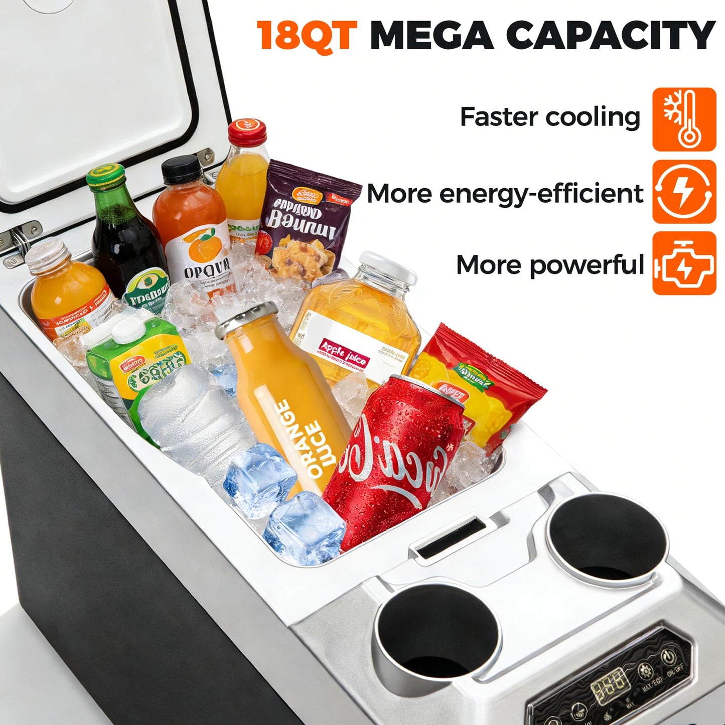12 Volt Refrigerator with APP Control,Car Refrigerator 19QT Portable Freezer Compressor Cooler(-4°F ~ 68°F”),Car Refrigerator with Cup Holders Fridge12/24V DC&110V AC for MPV,RV,Travel,SUV,Van Camping