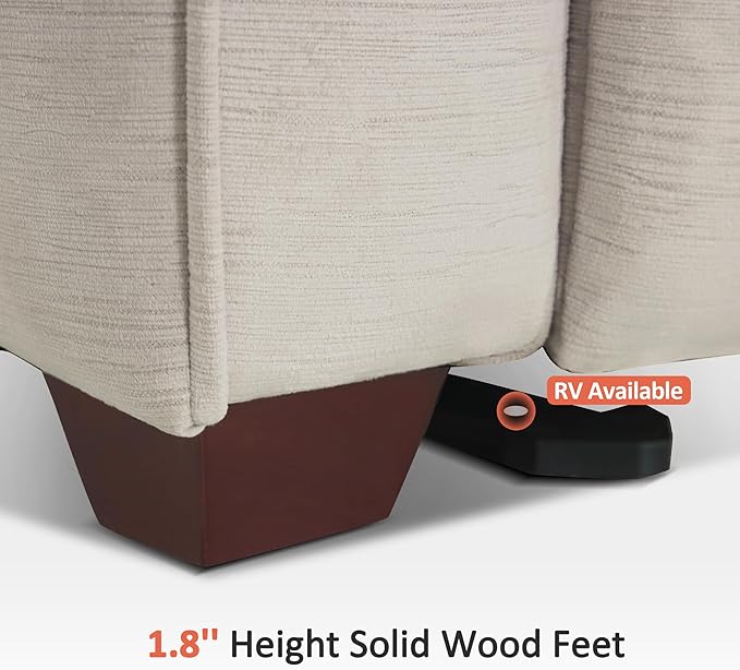 MCombo 61.6'' Wall Hugger Power Loveseat Recliner, Reclining Loveseat with Adjustable Headrest, USB Charge Ports, Wood Legs for Living Room, RVs, Small Spaces, Fabric ST258M1 (Loveseat, Beige)