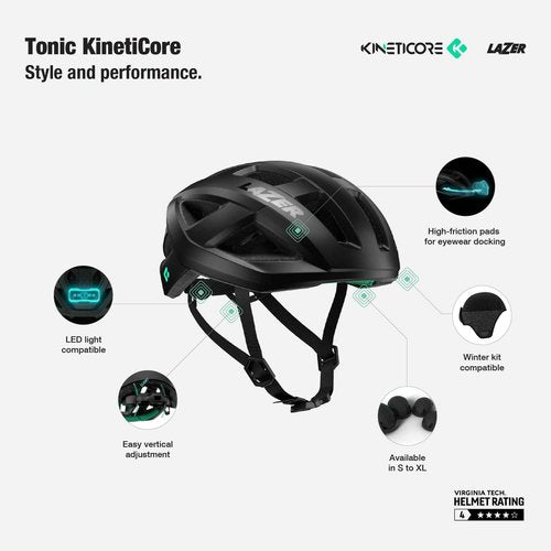 LAZER Tonic KinetiCore Bike Helmet, Lightweight Bicycling Gear for Adults, Men & Women’s Cycling Head Gear, White, Medium
