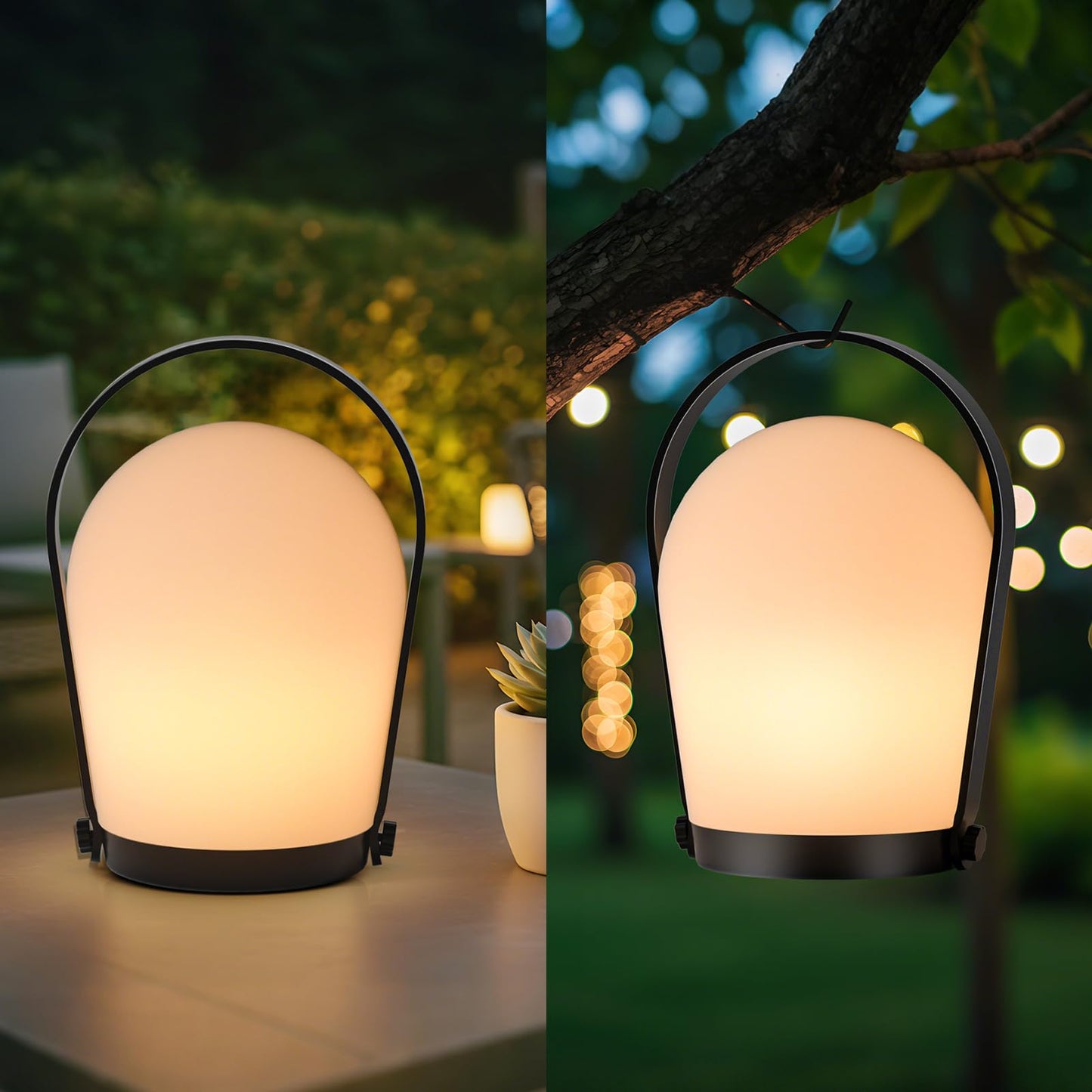 FUYO Outdoor Table Lamp, Hanging Night Light, Portable Shower Lamp. Rechargeable Lamp with RGB for Outdoor Bedroom Living Room Patio Camping Party Garden Porch