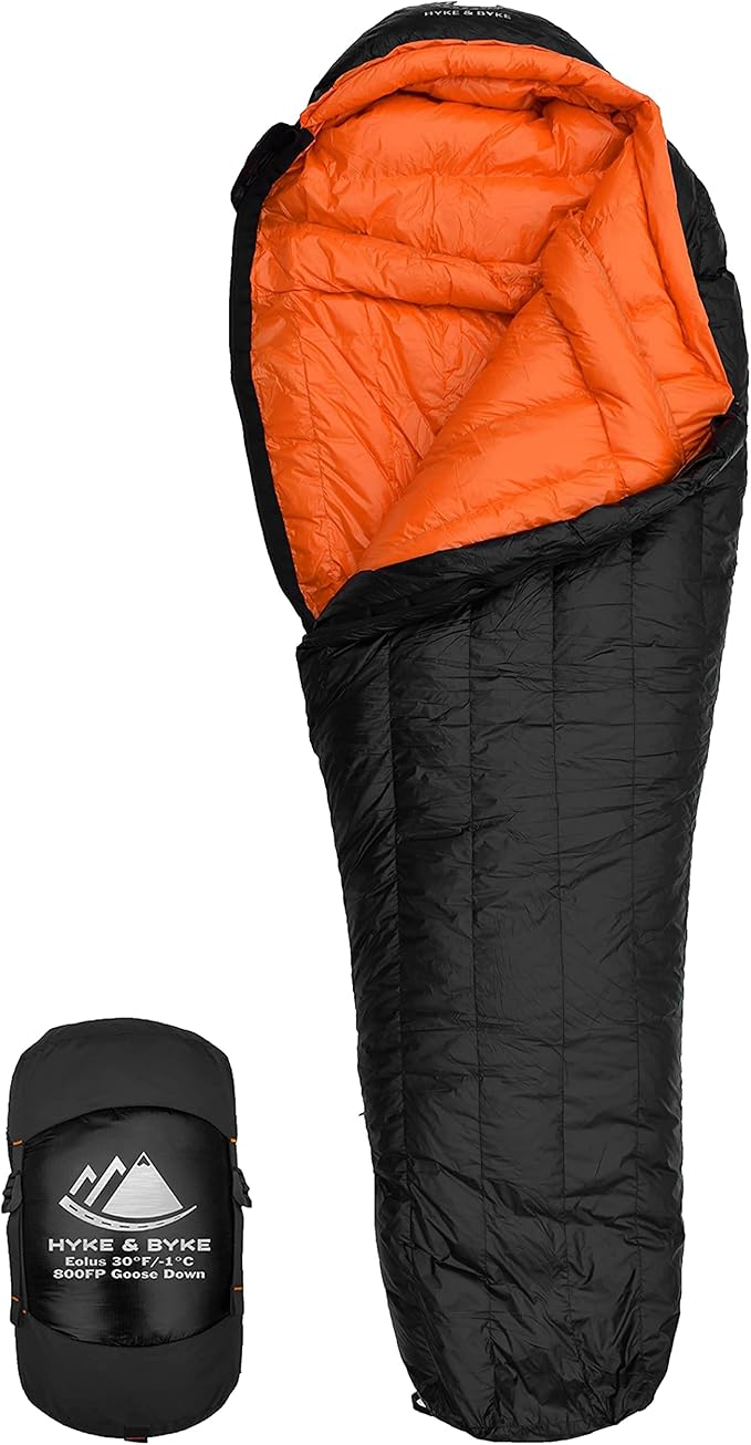 Hyke & Byke Eolus 30 F Hiking & Backpacking Sleeping Bag - 3 Season, 800FP Goose Down Sleeping Bag - Ultralight - Blue/Lim...