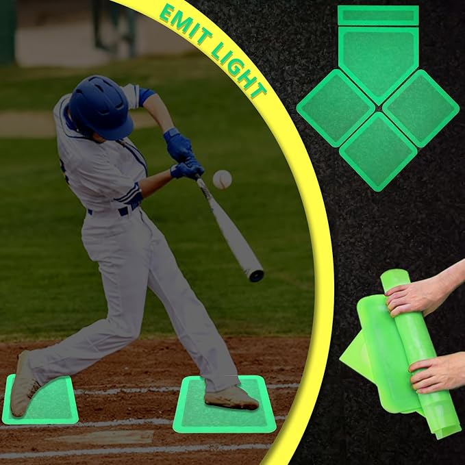 BIYQFCR Baseball Home Plate & Base 5-Piece Set – Ractice Training Equipment for Baseball, Softball, Kickball – 3 Base Plates, 1 Home Plate, 1 Pitcher’s Plate – Backyard, Field Use