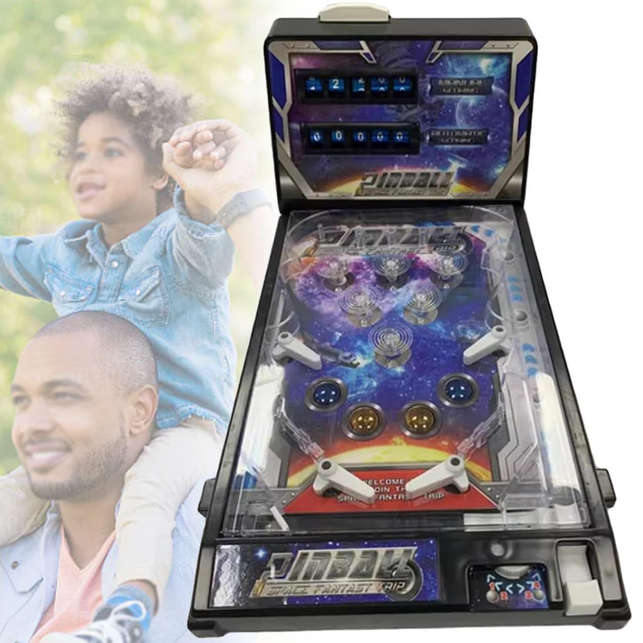 HUHUSHENGWEI Pinball Machine Tabletop, Portable Pinball Machines for 4+ Year Old Boys and Girls, Electronic Pinball Game Toys with Light and Sound Effects, Digital-Counter, Birthday Party Gift