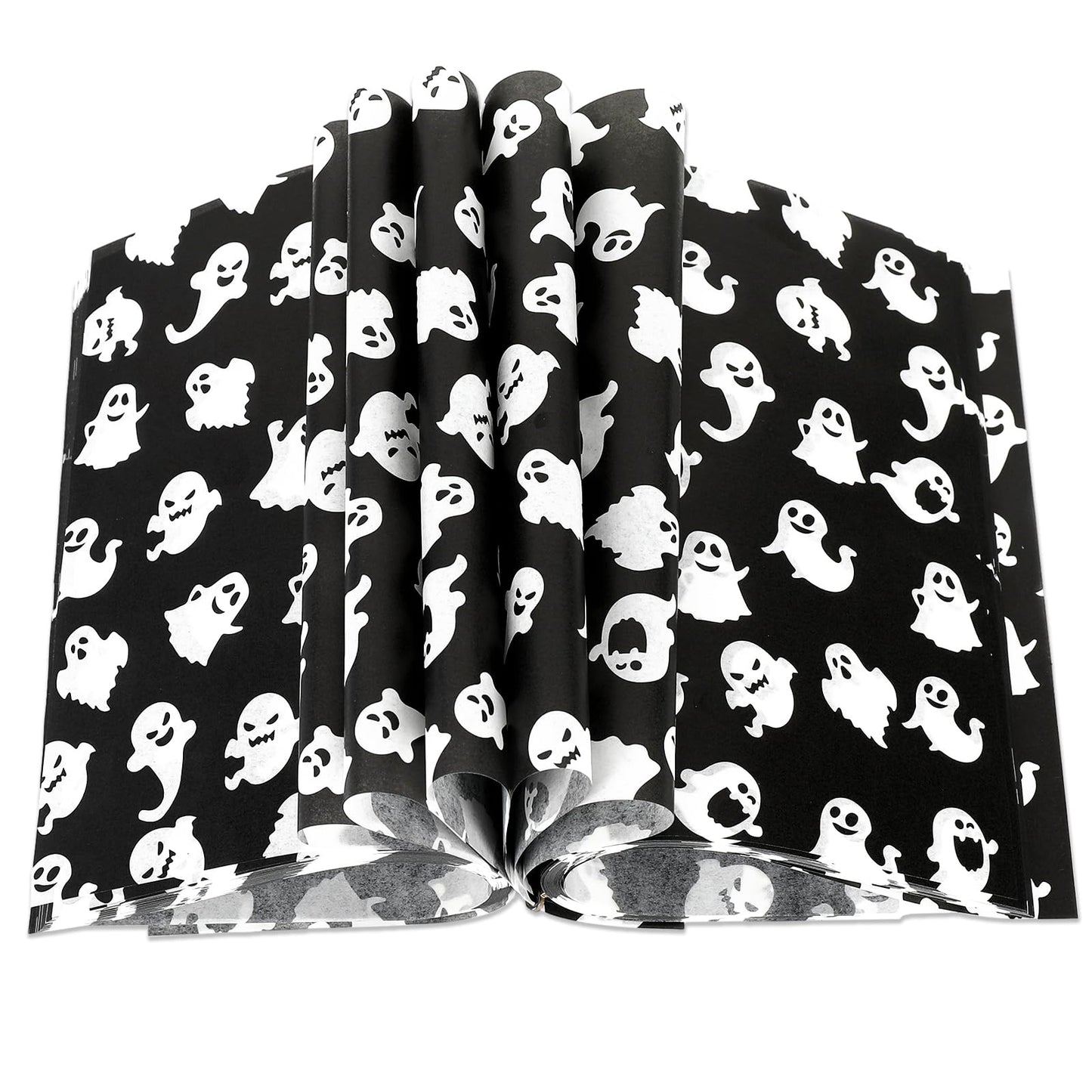 AnyDesign 150Pcs Halloween Wax Paper Sheet Black White Ghost Deli Paper Food Wrapping Paper Waterproof Oil Proof Paper Liners for Party Picnic Kitchen Baking Supplies, 8.3 x 9.8 Inch