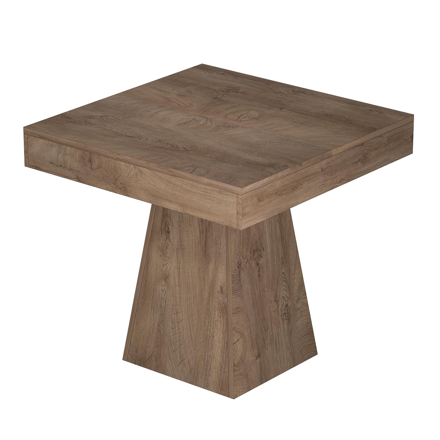 MILEFA Square Dining Table, 31.5-inch Dinner Table for 2-4 People, Kitchen Table with Load-Bearing Trapezoidal Base, for Home, Dining Room, Small Space, Brown