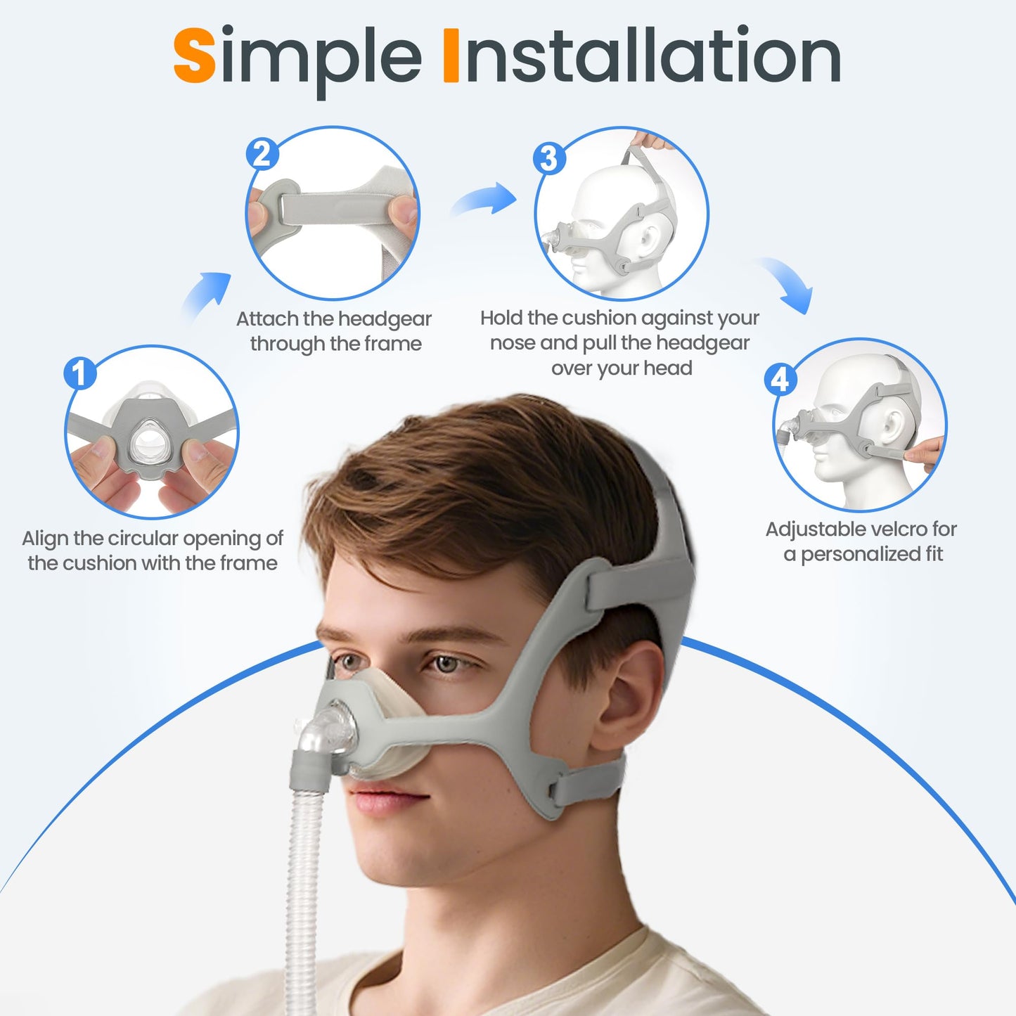Replacement for Wisp Frame System - Includes Headgear, Frame & Tube, Snug-Fit & Leak-Free Replacement CPAP Supplies - Nasal Mask Not Included