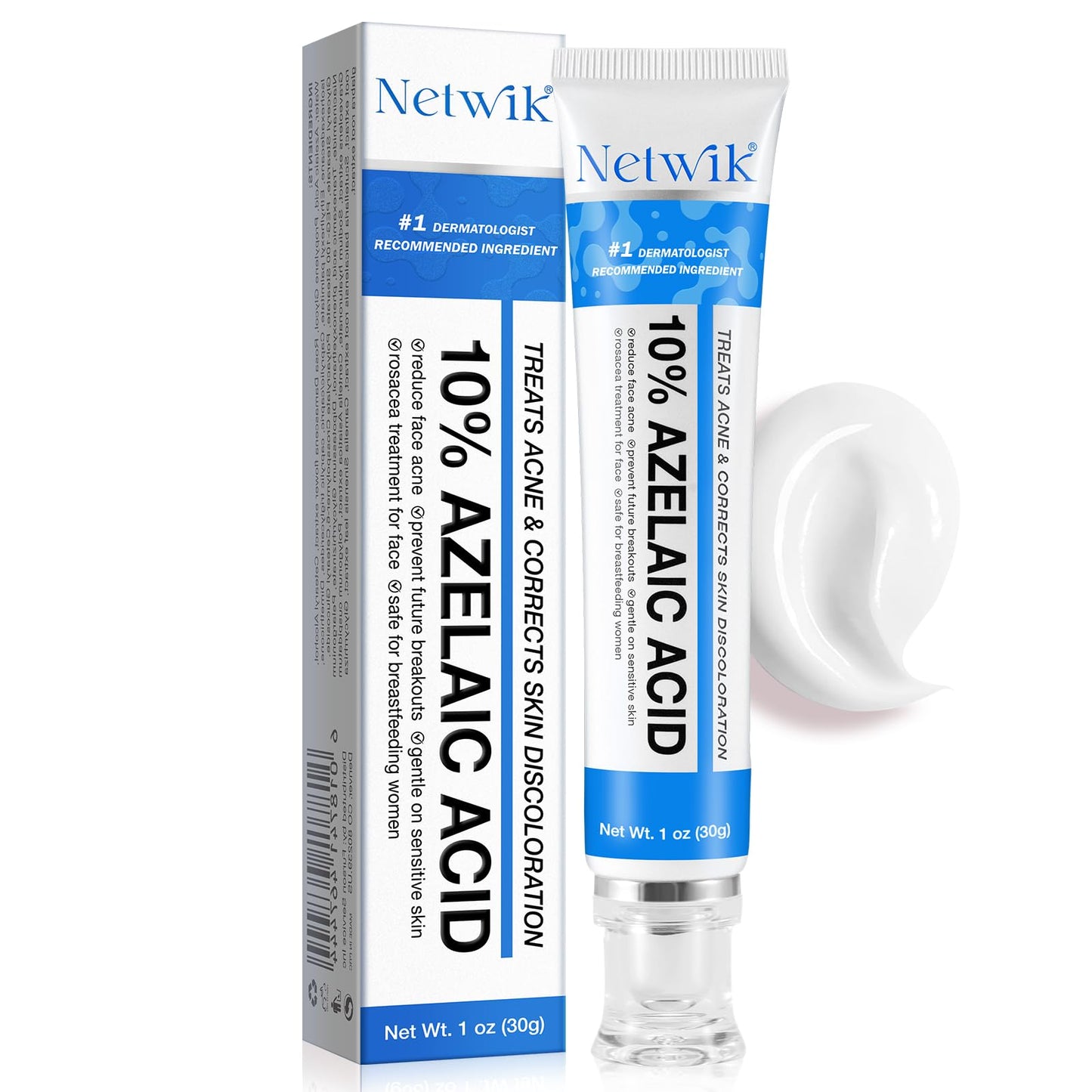 Azelaic Acid 10% Cream for Face - Acne Cream for Rosacea Reducing Relief Pimple Breakouts Blackhead Pigmentation and Redness - A