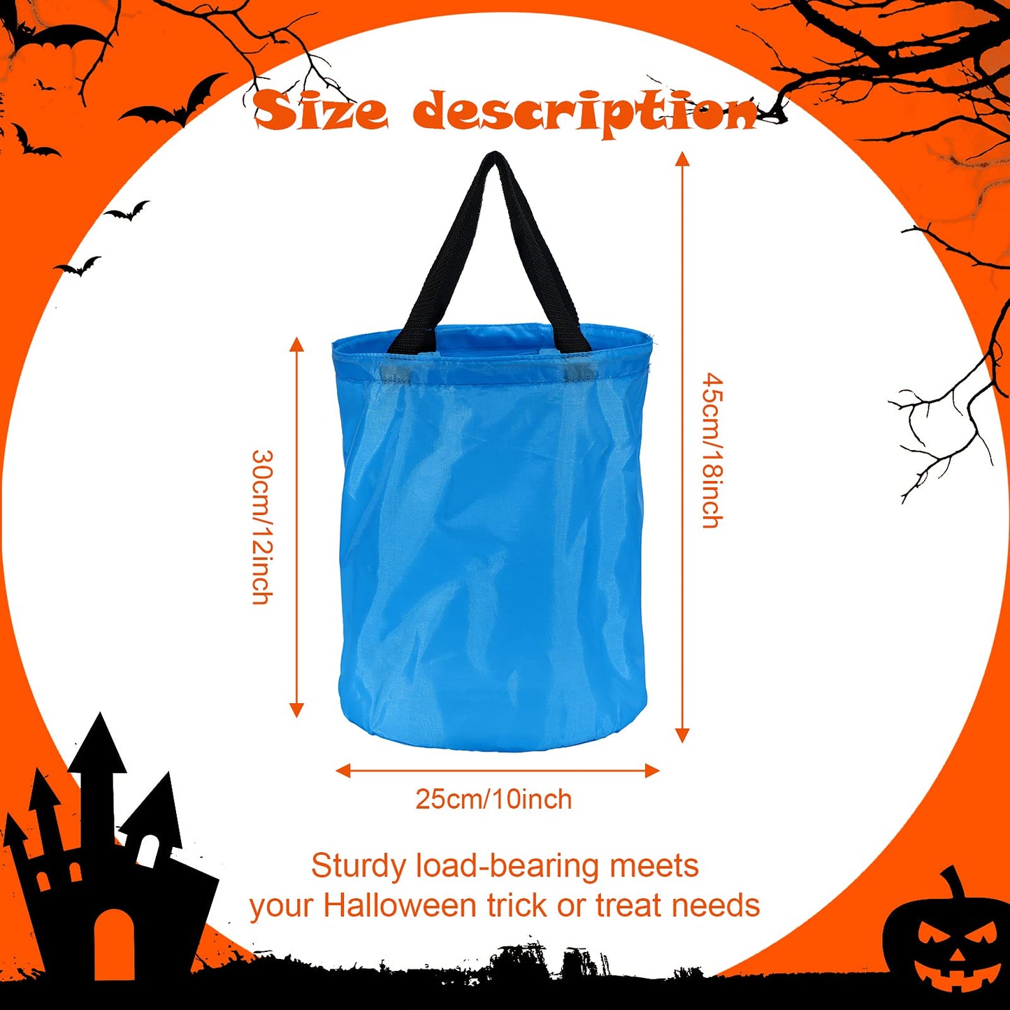 Shappy 2 Pcs LED Light Halloween Candy Bags Trick or Treat Light up Halloween Candy Bucket Multipurpose Reusable Goody Bucket for Holiday Party Supplies Favors(Blue)