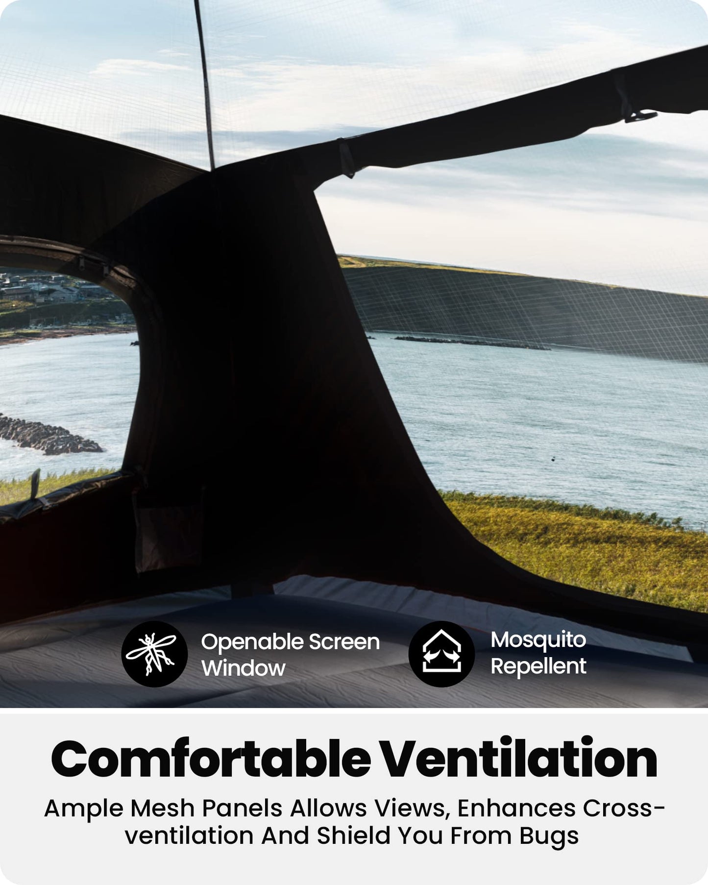OutdoorMaster Camping Tents, 4/6 Person Camping Tent with Blackout Shelter Technology, Easy Setup in 60 Seconds, Weatherproof Pop Up Tent with Top Rainfly, Instant Cabin Tent (Blue, 4 Person)
