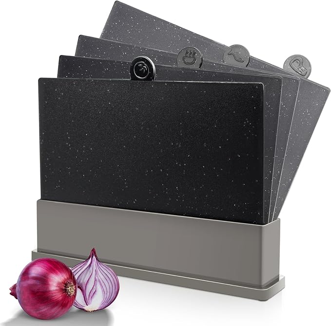 MASTERTOP Cutting Board Set for Kitchen - Index Plastic Chopping Board Set of 4, BPA Free, No Slip, Dishwasher Safe, Thick...