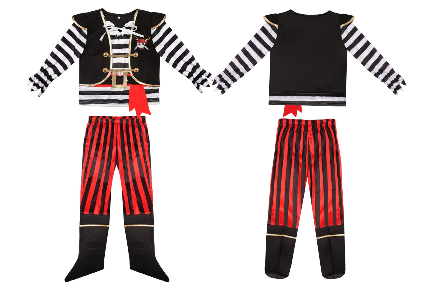 Yorborgor Kids Pirate Outfit - Boys Cosplay Party Dress Up (Stripes, 3-4 Years)