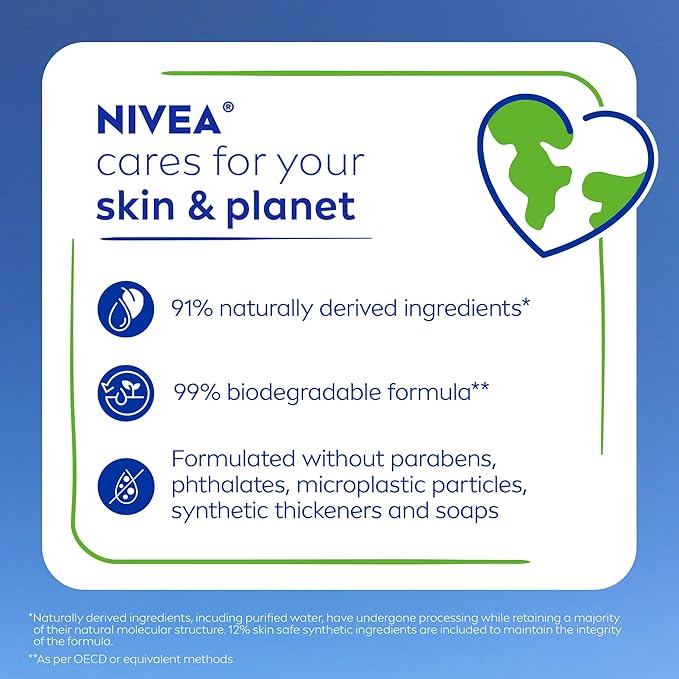 NIVEA Refreshing White Peach and Jasmine Body Wash with Nourishing Serum, Scented Body Wash for Women, Enriched with Provitamin B5 and Vitamin E, 20 Fl Oz Bottle (Pack of 2)